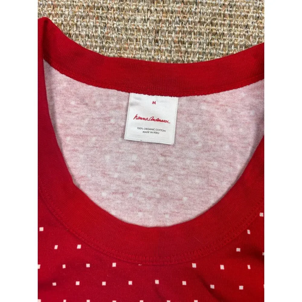 🎄 Hanna Andersson Womens Heritage Fair Isle Organic Cotton Pajama Set | M | Red
